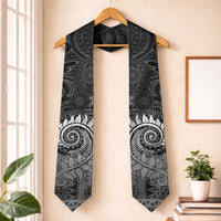 New Zealand Maori Koru Fern Graduation Stole Spiral Polynesian Style Gray LT05 One Size Gray - Polynesian Pride