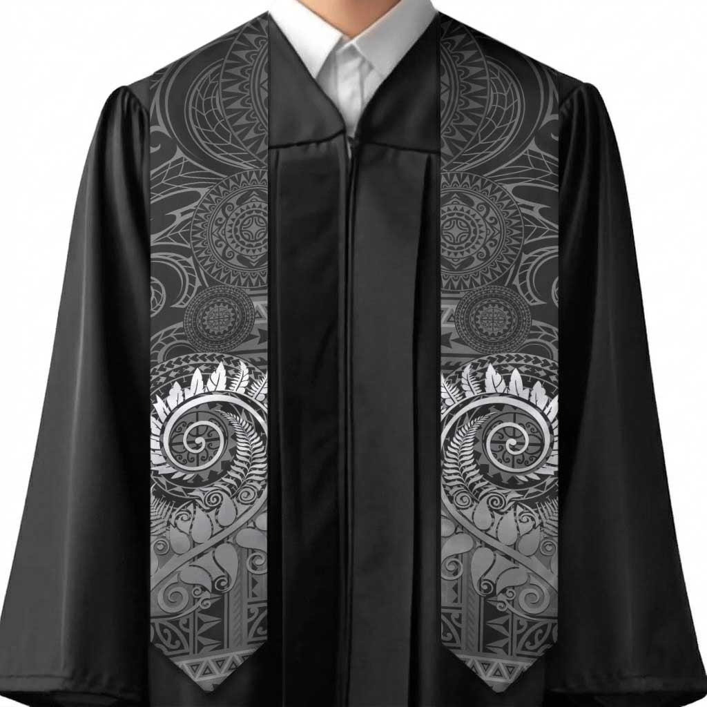 New Zealand Maori Koru Fern Graduation Stole Spiral Polynesian Style Gray LT05 - Polynesian Pride