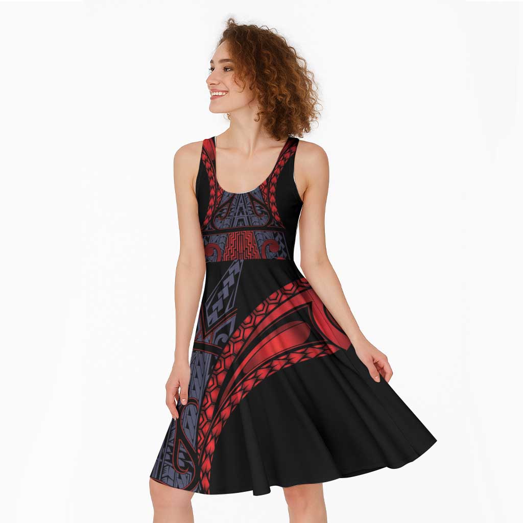 New Zealand Midi Dress Maori Kiwiana Pattern Tukutuku Motif