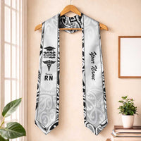New Zealand Nurse RN 2026 Personalised Graduation Stole White Maori Pattern Cultural Pride LT9 One Size White - Polynesian Pride