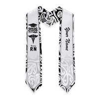 New Zealand Nurse RN 2026 Personalised Graduation Stole White Maori Pattern Cultural Pride LT9 - Polynesian Pride