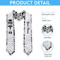New Zealand Nurse RN 2026 Personalised Graduation Stole White Maori Pattern Cultural Pride LT9 - Polynesian Pride
