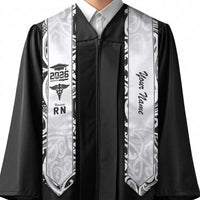 New Zealand Nurse RN 2026 Personalised Graduation Stole White Maori Pattern Cultural Pride LT9 - Polynesian Pride