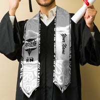 New Zealand Nurse RN 2026 Personalised Graduation Stole White Maori Pattern Cultural Pride LT9 - Polynesian Pride