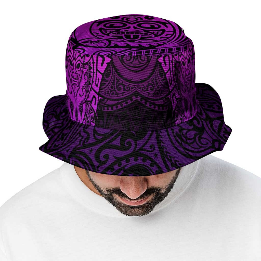 New Zealand Rugby All Purple Bucket Hat Silver Fern All Black Mix Ta Moko LT9