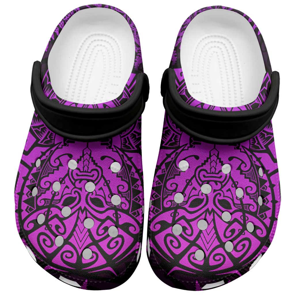 New Zealand Rugby All Purple Clogs Shoes Silver Fern All Black Mix Ta Moko