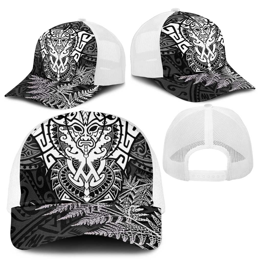 New Zealand Rugby All White Baseball Net Cap Silver Fern All Black Mix Ta Moko - Polynesian Pride
