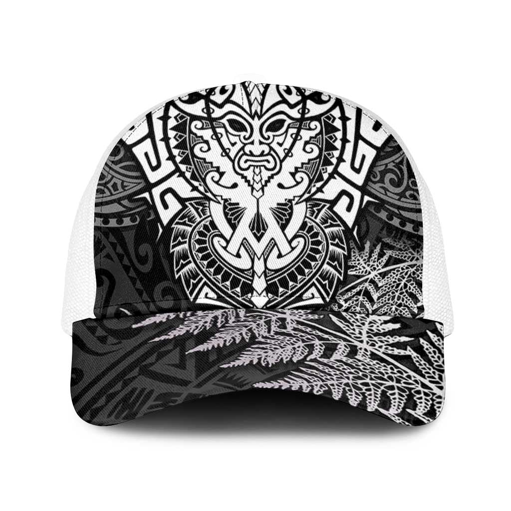 New Zealand Rugby All White Mesh Trucker Cap Silver Fern All Black Mix Ta Moko - Polynesian Pride