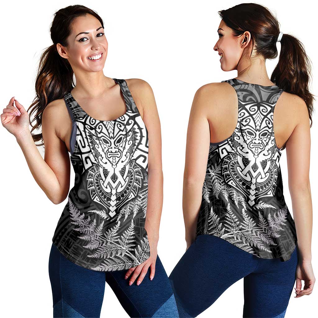 New Zealand Rugby All White Women Racerback Tank Silver Fern All Black Mix Ta Moko LT09