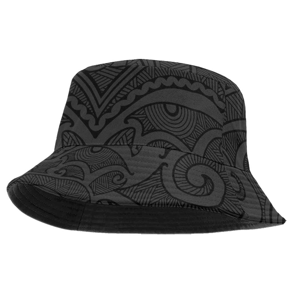 New Zealand Rugby Personalised Bucket Hat All Black Fern Maori Tribal Pattern - Polynesian Pride