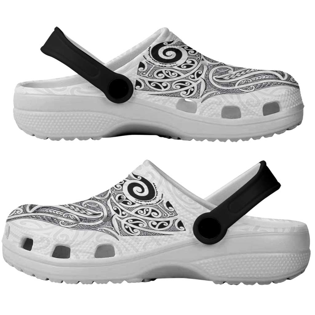 New Zealand Sea Animals with Maori Tribal Tattoo Clogs Shoes White Color LT03 - Polynesian Pride