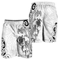 New Zealand Sea Animals with Maori Tribal Tattoo Shorts for Men White Color