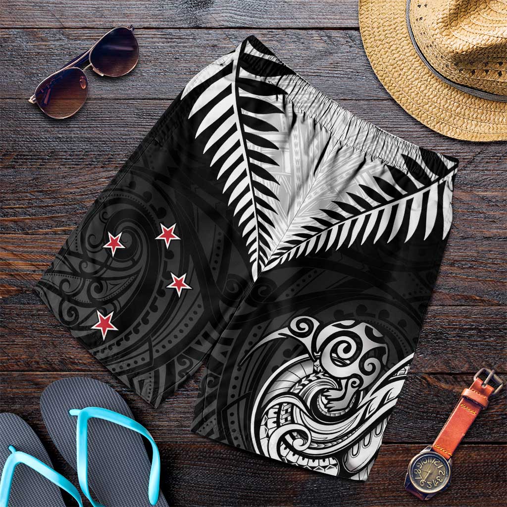 New Zealand Shorts for Men Aotearoa Maori Kiwi Black Fern LT01 Black - Polynesian Pride
