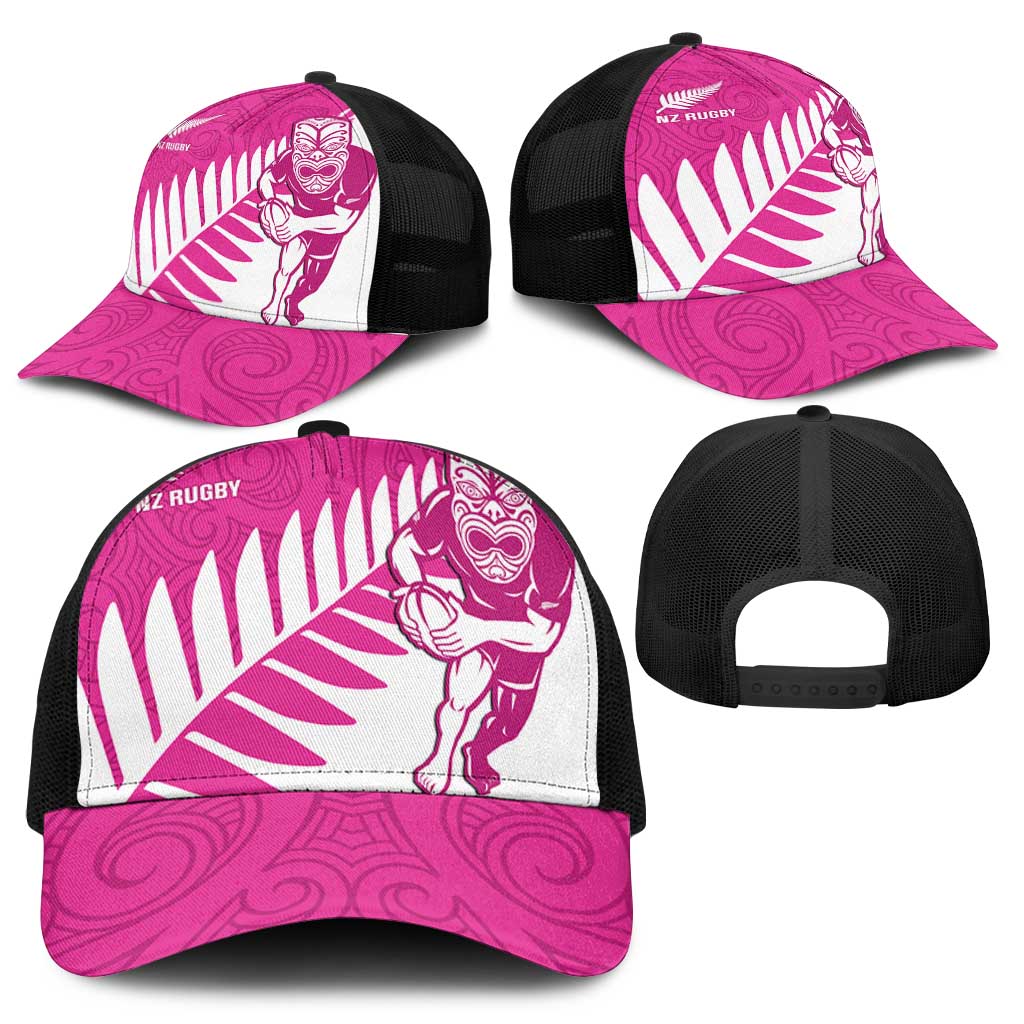 New Zealand Silver Fern Rugby Baseball Net Cap Go All Black Maori Pink Version - Polynesian Pride