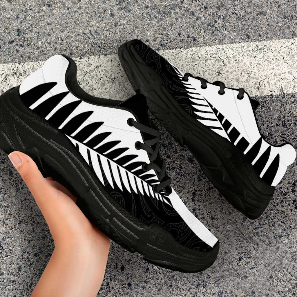 New Zealand Silver Fern Rugby Chunky Sneakers All Black Go Champions Maori Pattern - Polynesian Pride