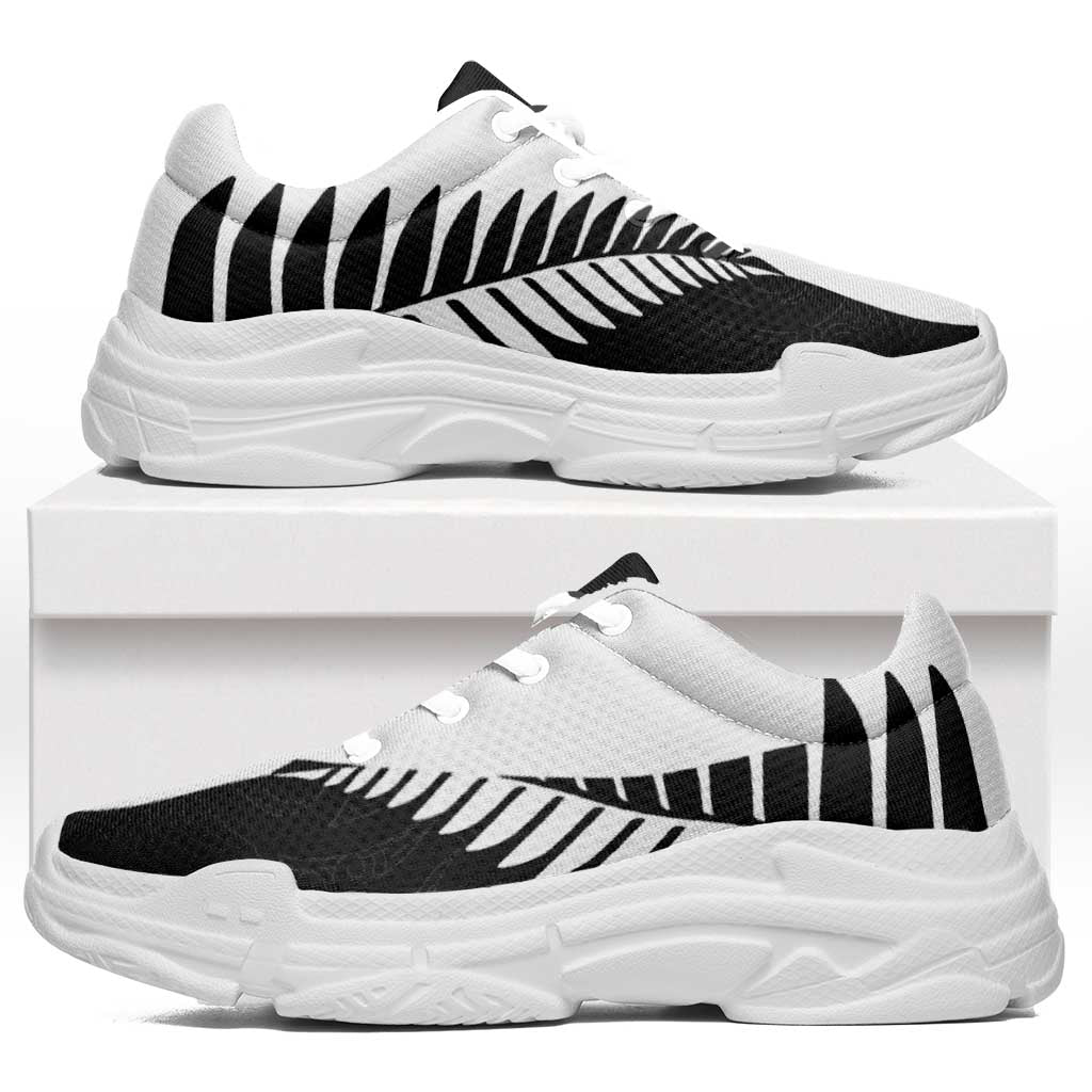 New Zealand Silver Fern Rugby Chunky Sneakers All Black Go Champions Maori Pattern - Polynesian Pride