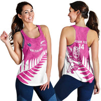 New Zealand Silver Fern Rugby Custom Women Racerback Tank Go All Black Maori Pink Version LT14 - Polynesian Pride