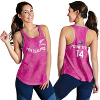 New Zealand Silver Fern Rugby Custom Women Racerback Tank Go Aotearoa Champions World Cup Pink - Polynesian Pride
