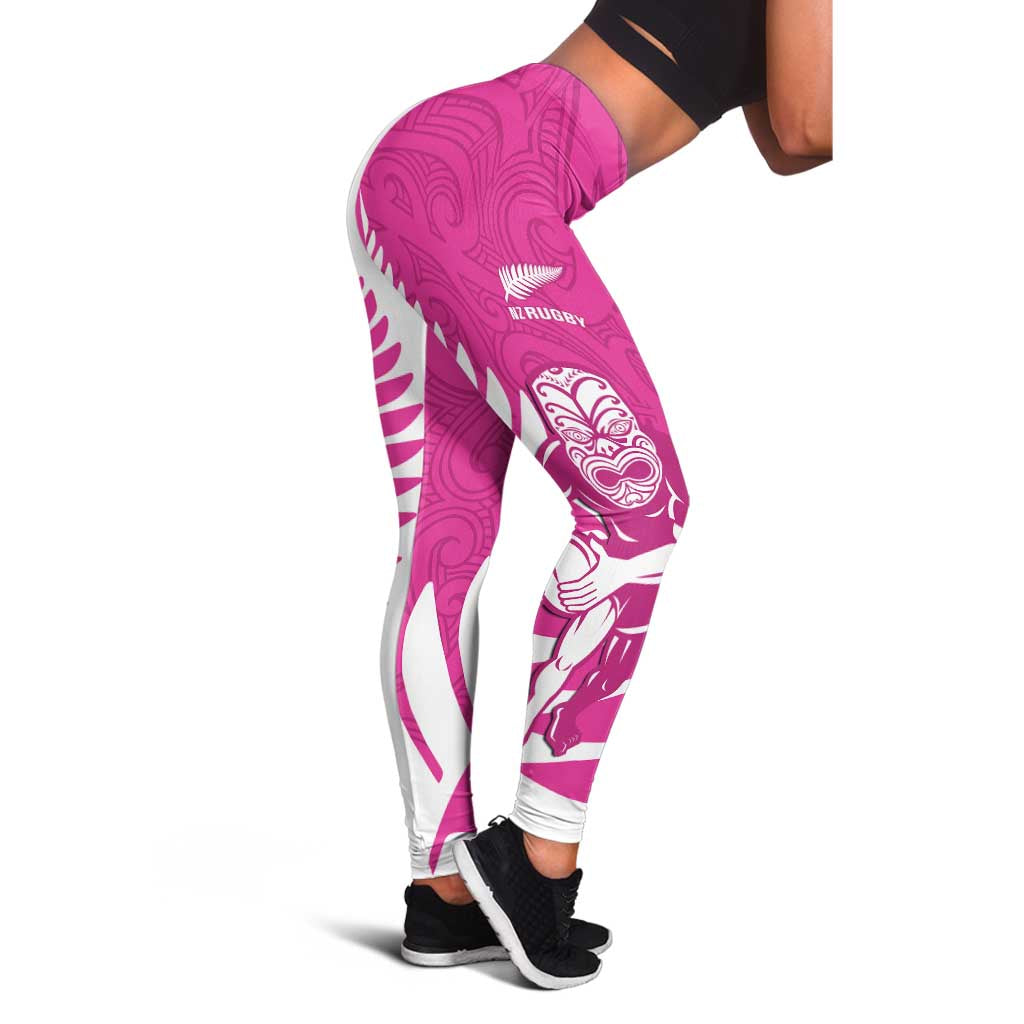 New Zealand Silver Fern Rugby Leggings Go All Black Maori Pink Version - Polynesian Pride