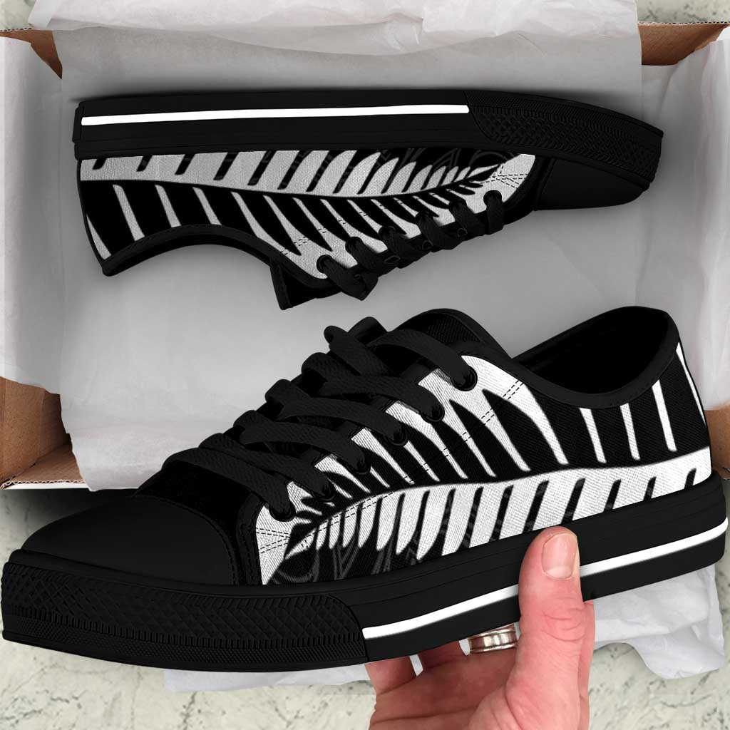 New Zealand Silver Fern Rugby Low Top Shoes All Black Go Champions Maori Pattern - Polynesian Pride