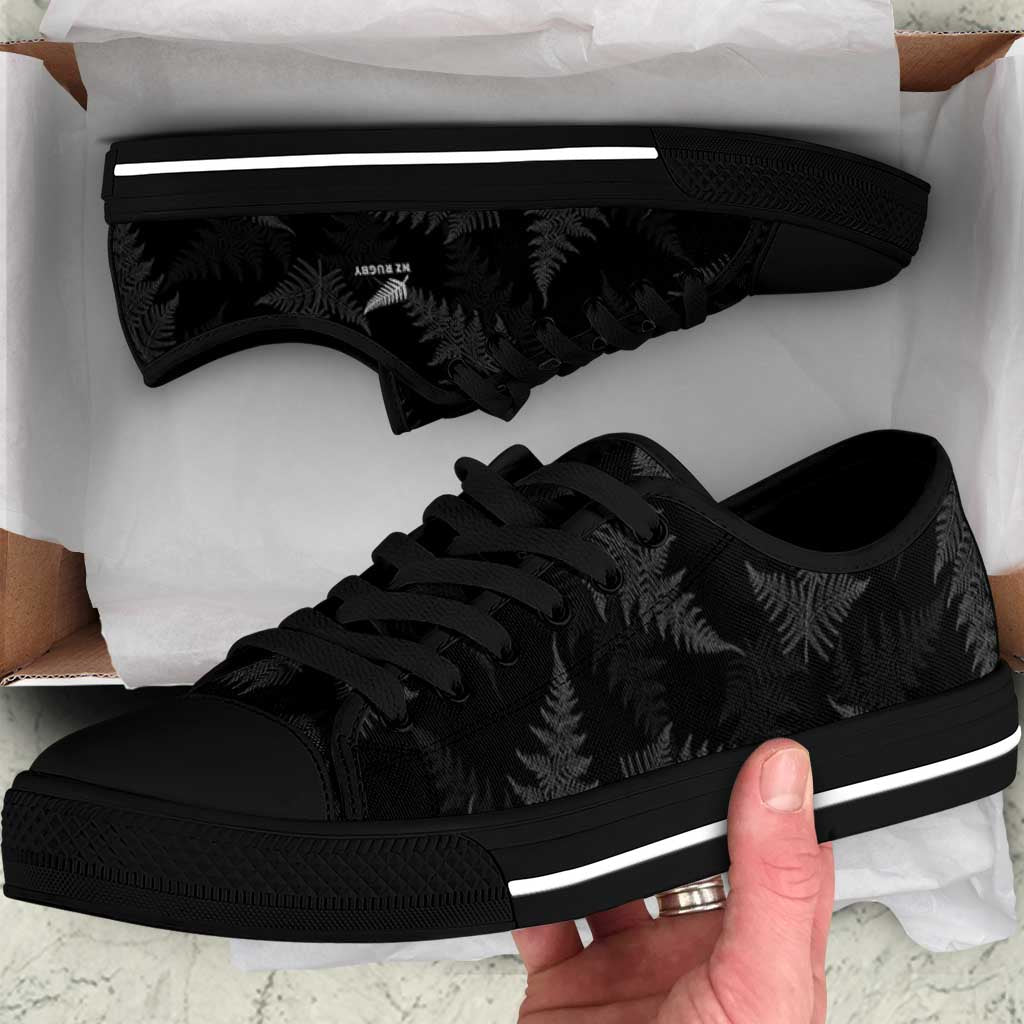 New Zealand Silver Fern Rugby Low Top Shoes Go Aotearoa World Cup LT14 Black - Polynesian Pride