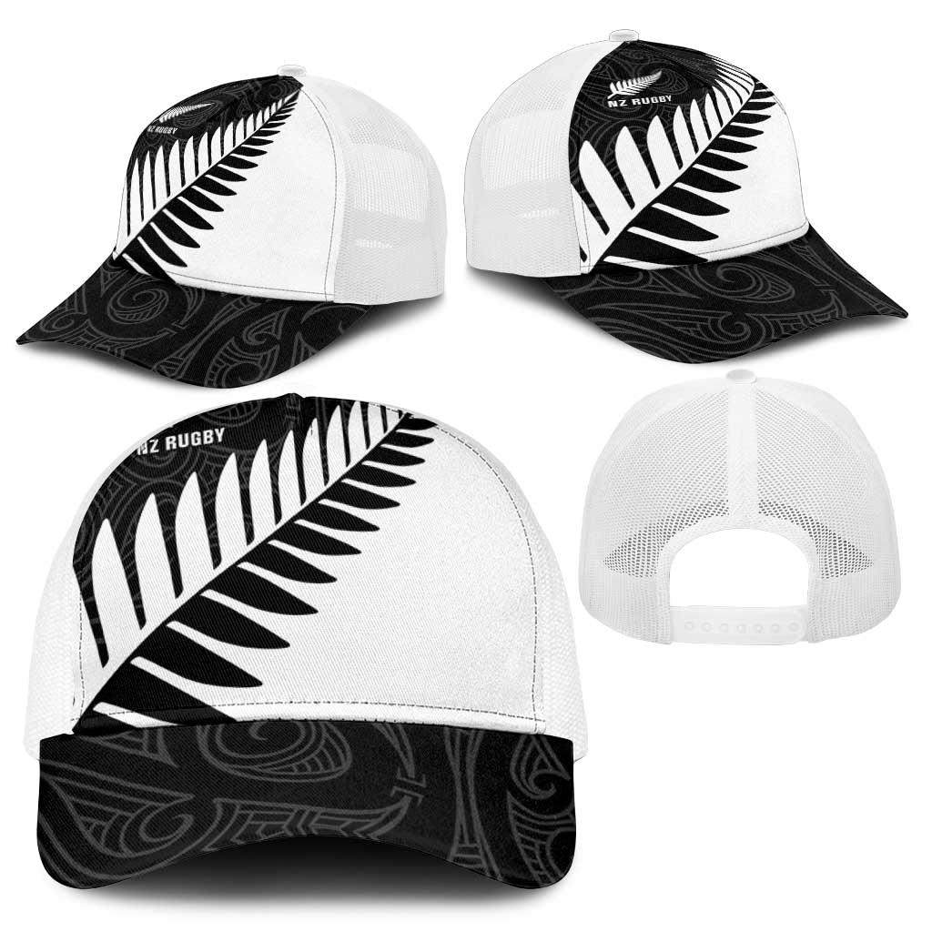 New Zealand Silver Fern Rugby Mesh Trucker Cap All Black Go Champions Maori Pattern - Polynesian Pride