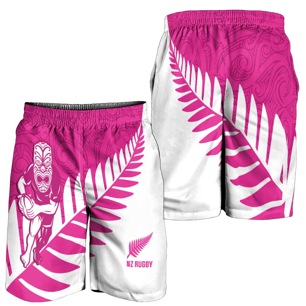 New Zealand Silver Fern Rugby Shorts for Men Go All Black Maori Pink Version LT14 - Polynesian Pride
