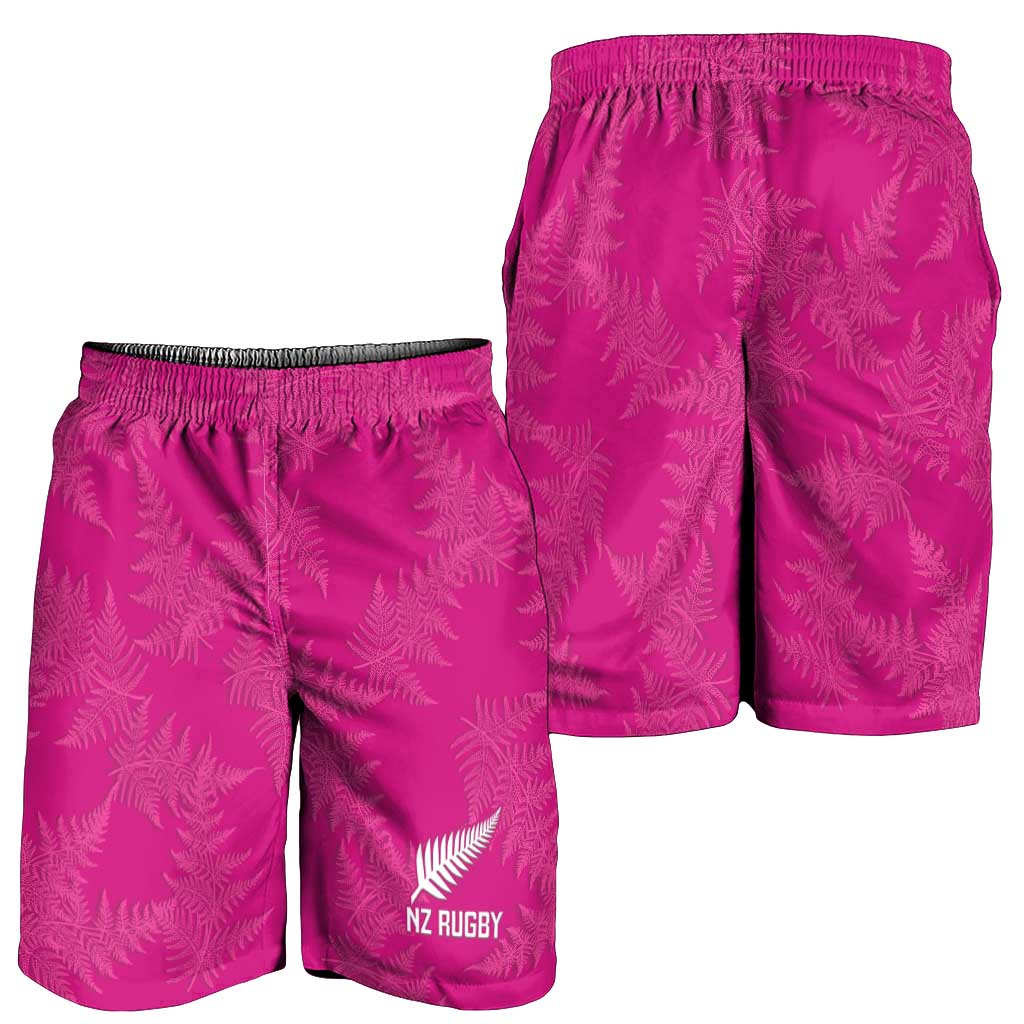 New Zealand Silver Fern Rugby Shorts for Men Go Aotearoa Champions World Cup Pink LT14 - Polynesian Pride