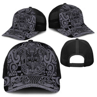 New Zealand Taiaha Maori Baseball Net Cap Minimalist Silver Fern All Black - Polynesian Pride