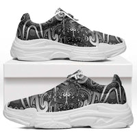 New Zealand Taiaha Maori Chunky Sneakers Kiwikiwi Minimalist Silver Fern Tukutuku Motif LT9 White - Polynesian Pride
