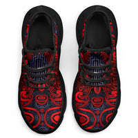 New Zealand Taiaha Maori Clunky Sneakers Whero Minimalist Silver Fern Tukutuku Motif LT9 - Polynesian Pride