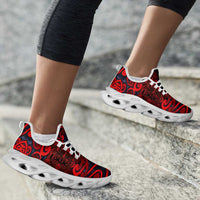New Zealand Taiaha Maori Clunky Sneakers Whero Minimalist Silver Fern Tukutuku Motif LT9 - Polynesian Pride