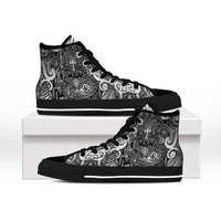 New Zealand Taiaha Maori High Top Shoes Kiwikiwi Minimalist Silver Fern Tukutuku Motif LT9 - Polynesian Pride
