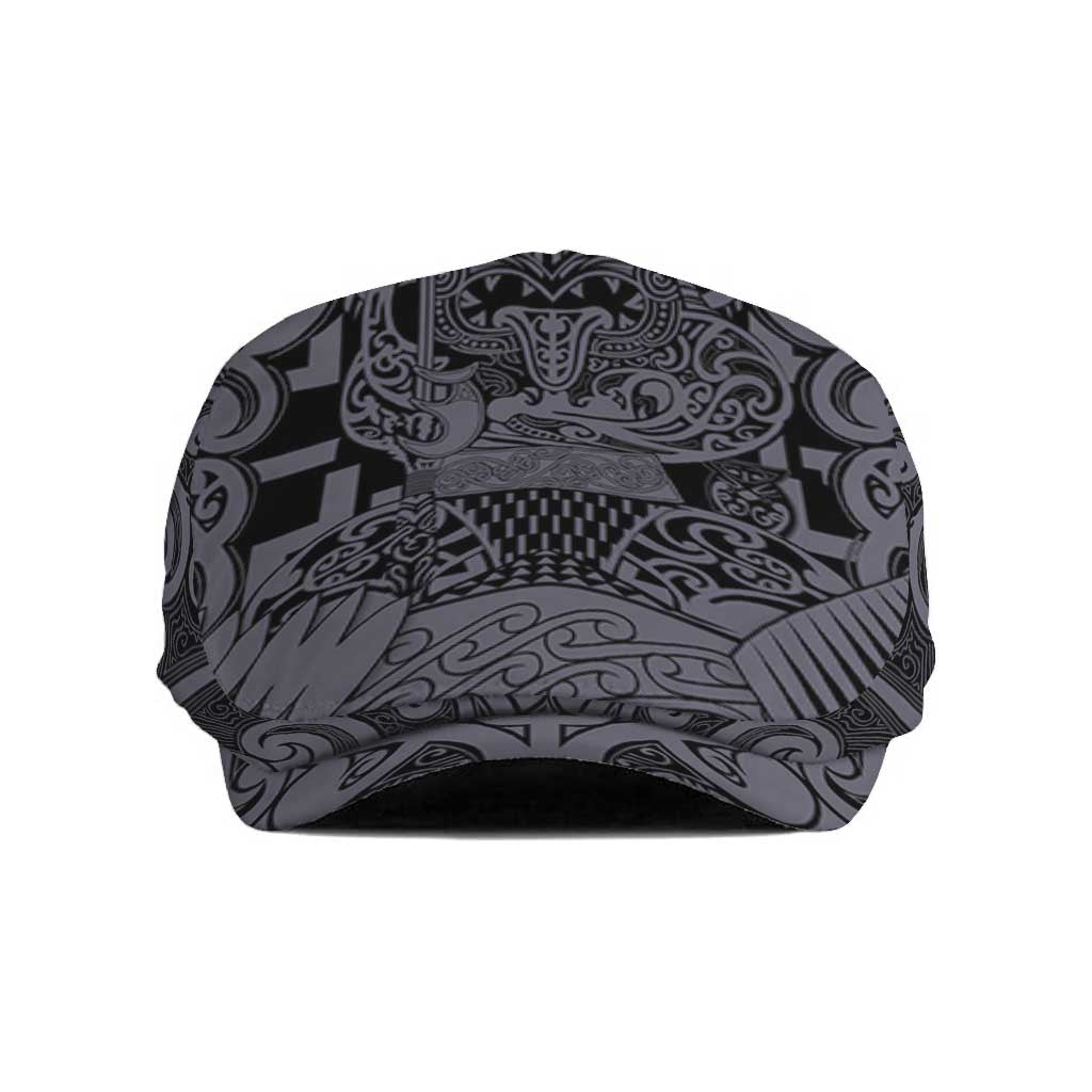 New Zealand Taiaha Maori Jeff Hat Minimalist Silver Fern All Black - Polynesian Pride