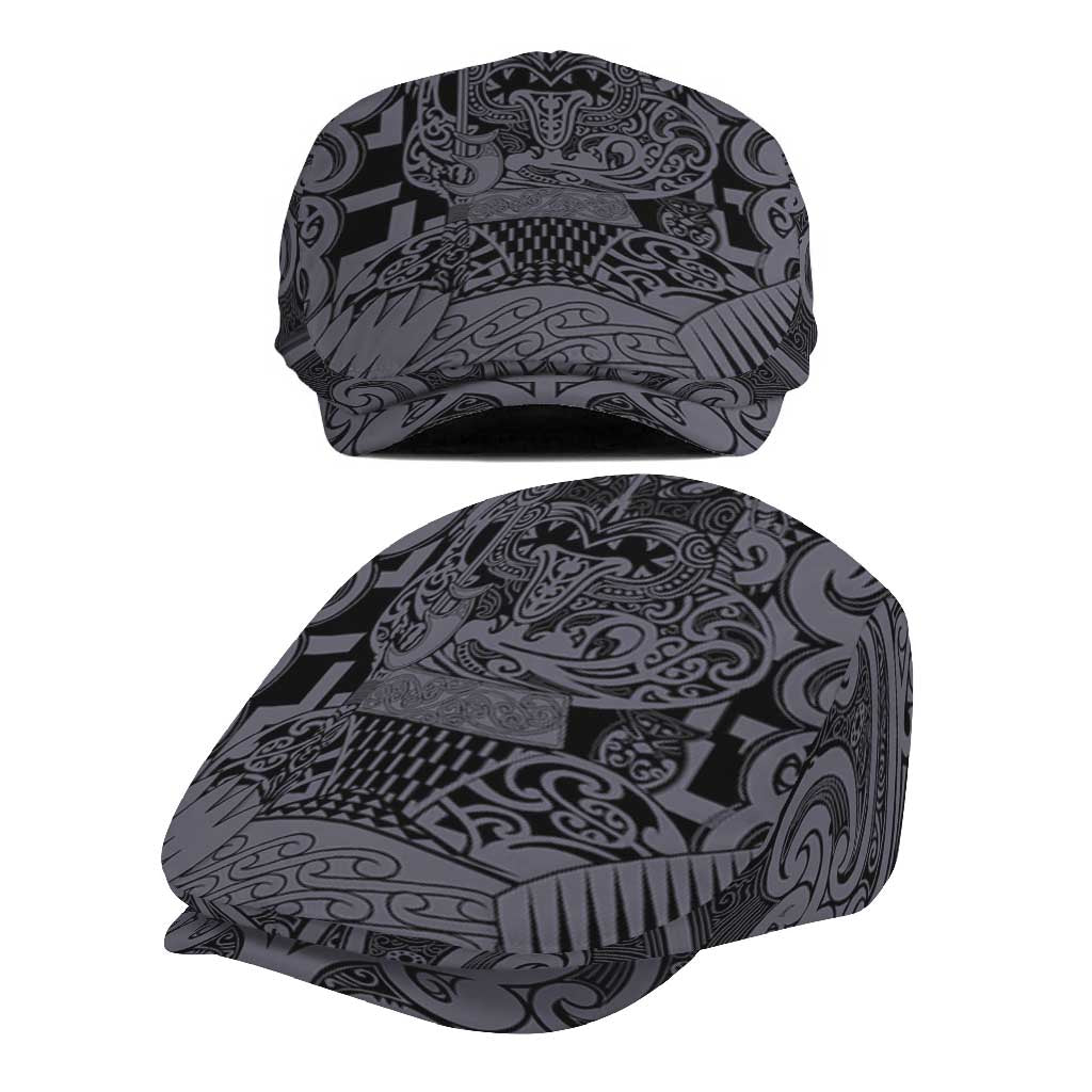 New Zealand Taiaha Maori Jeff Hat Minimalist Silver Fern All Black - Polynesian Pride