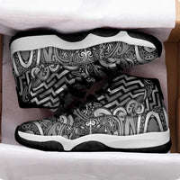 New Zealand Taiaha Maori Sneakers J11 Kiwikiwi Minimalist Silver Fern Tukutuku Motif LT9 - Polynesian Pride