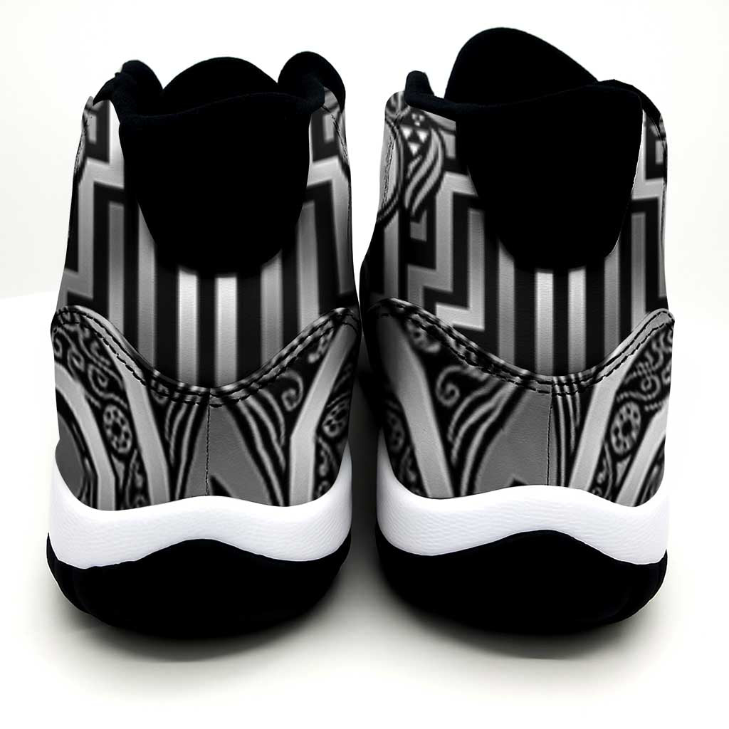 New Zealand Taiaha Maori Sneakers J11 Kiwikiwi Minimalist Silver Fern Tukutuku Motif LT9 - Polynesian Pride