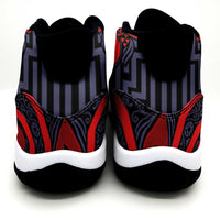 New Zealand Taiaha Maori Sneakers J11 Whero Minimalist Silver Fern Tukutuku Motif LT9 - Polynesian Pride
