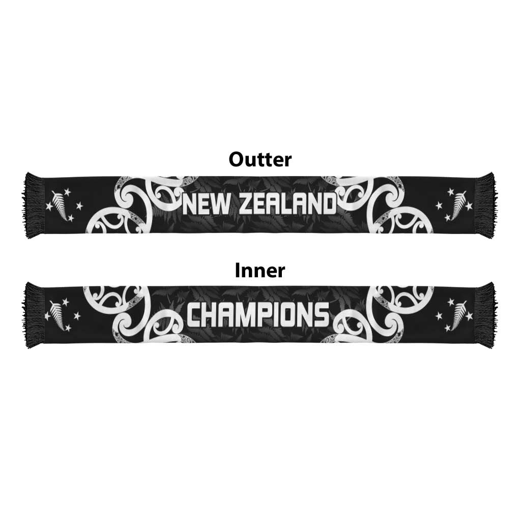 New Zealand WC2026 Black Soccer Scarf Silver Fern