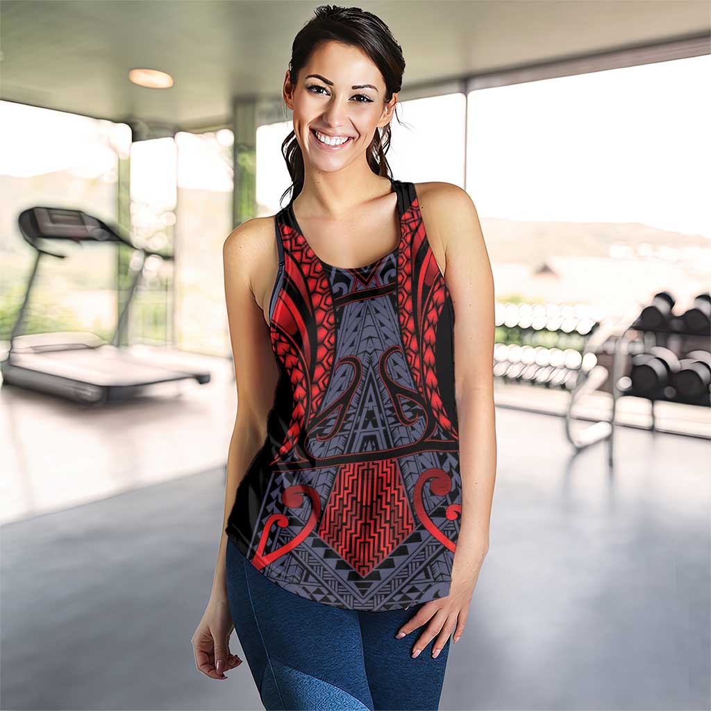 New Zealand Women Racerback Tank Maori Kiwiana Pattern Tukutuku Motif LT9 - Polynesian Pride