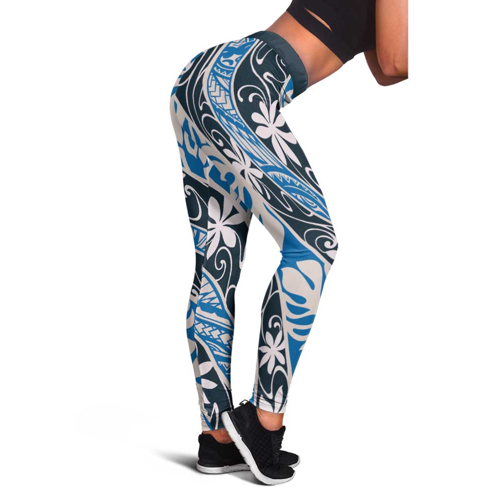 Ninamu Tahiti Tiare Monstera Leggings Polynesian Pattern Curve Style - Polynesian Pride