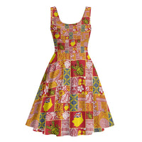 Niue Monuina e Kilisimasi Midi Dress Pacific Patchwork Xmas Vibes - Polynesian Pride