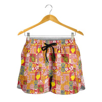 Niue Monuina e Kilisimasi Shorts for Women Pacific Patchwork Xmas Vibes - Polynesian Pride