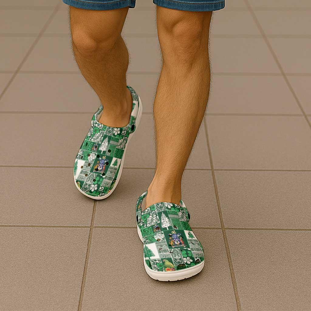 Norfolk Island Meri Krismas Clogs Shoes Pacific Patchwork Xmas Vibes - Polynesian Pride