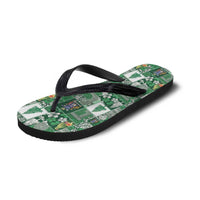 Norfolk Island Meri Krismas Flip Flops Pacific Patchwork Xmas Vibes - Polynesian Pride