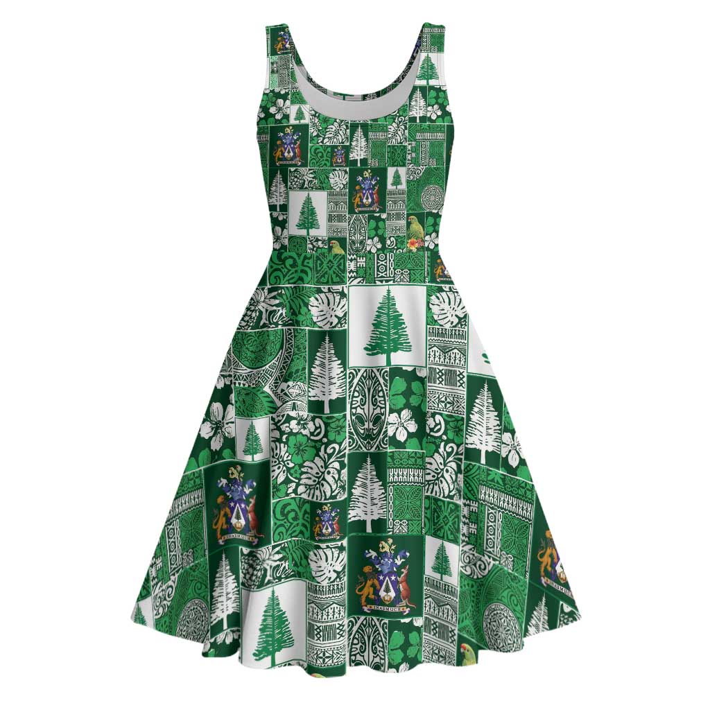 Norfolk Island Meri Krismas Midi Dress Pacific Patchwork Xmas Vibes - Polynesian Pride