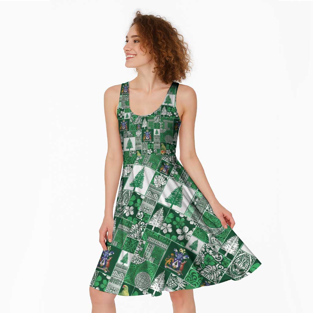 Norfolk Island Meri Krismas Midi Dress Pacific Patchwork Xmas Vibes - Polynesian Pride