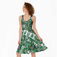 Norfolk Island Meri Krismas Midi Dress Pacific Patchwork Xmas Vibes - Polynesian Pride