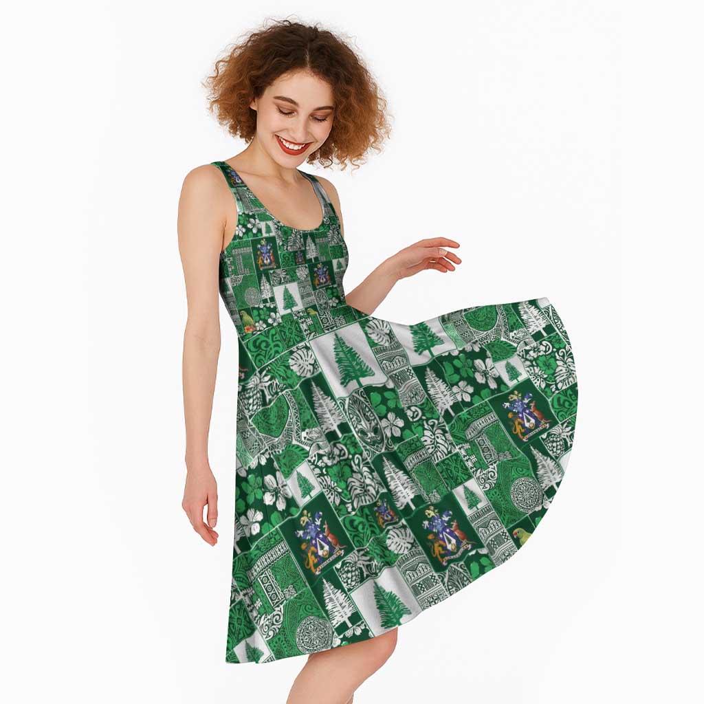 Norfolk Island Meri Krismas Midi Dress Pacific Patchwork Xmas Vibes - Polynesian Pride