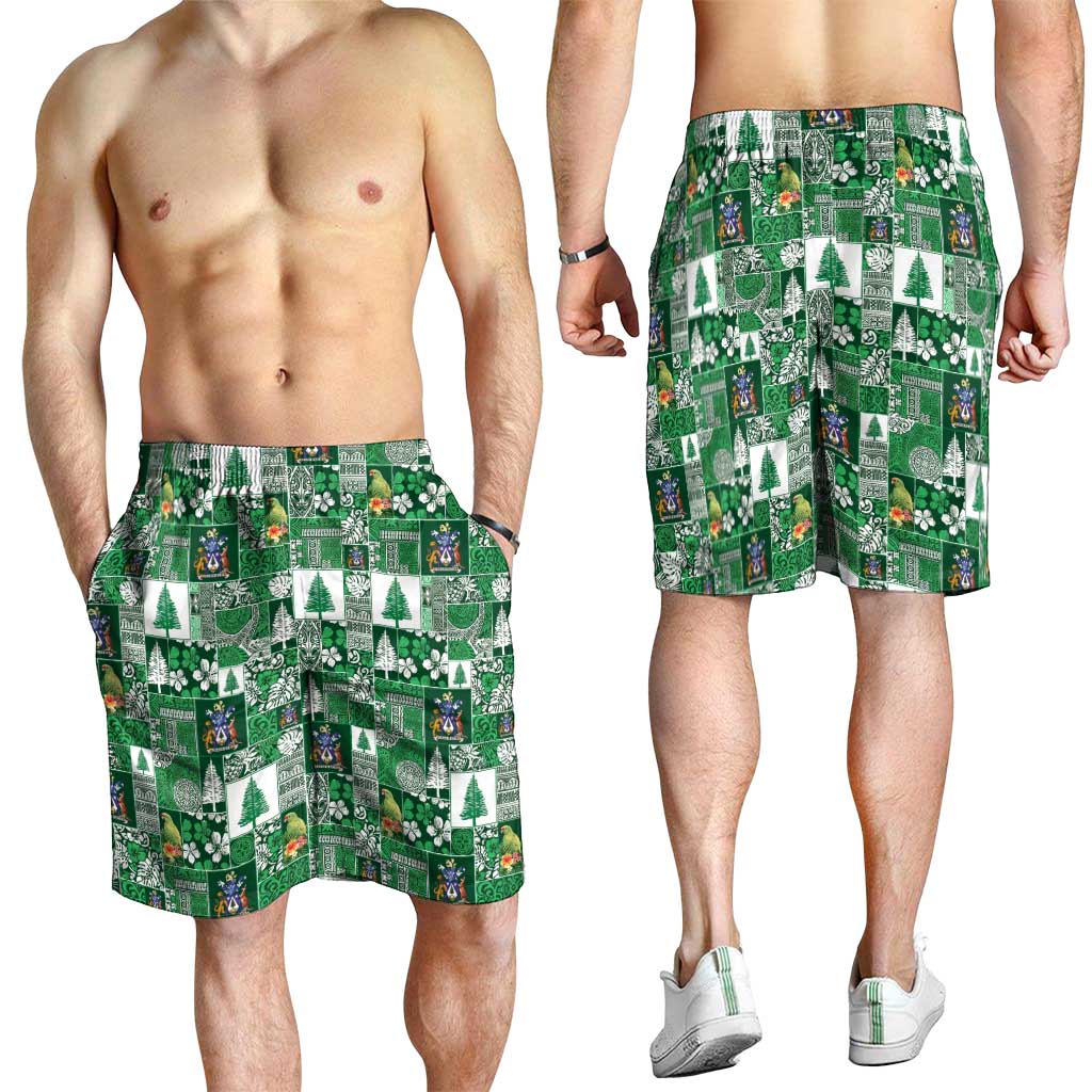 Norfolk Island Meri Krismas Shorts for Men Pacific Patchwork Xmas Vibes - Polynesian Pride